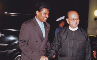 “In a moment of gratefulness” President of the Union of Myanmar H.E. U. Thein Sein is welcomed by Saman Sarathchandra