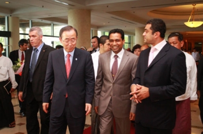 Saman Sarathchandra with UN Secretary General and Mr. D.K. Bogollagama